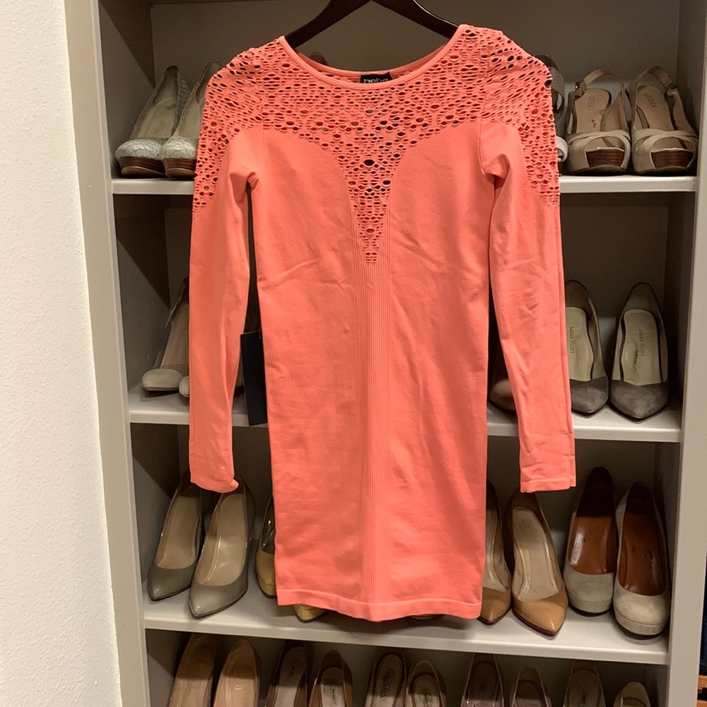 Bebe coral bodycon dress size Small NWT
